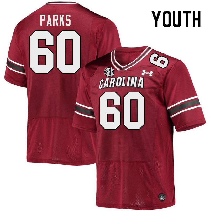 Youth #60 Aaryn Parks South Carolina Gamecocks College Football Jerseys Stitched-Garnet